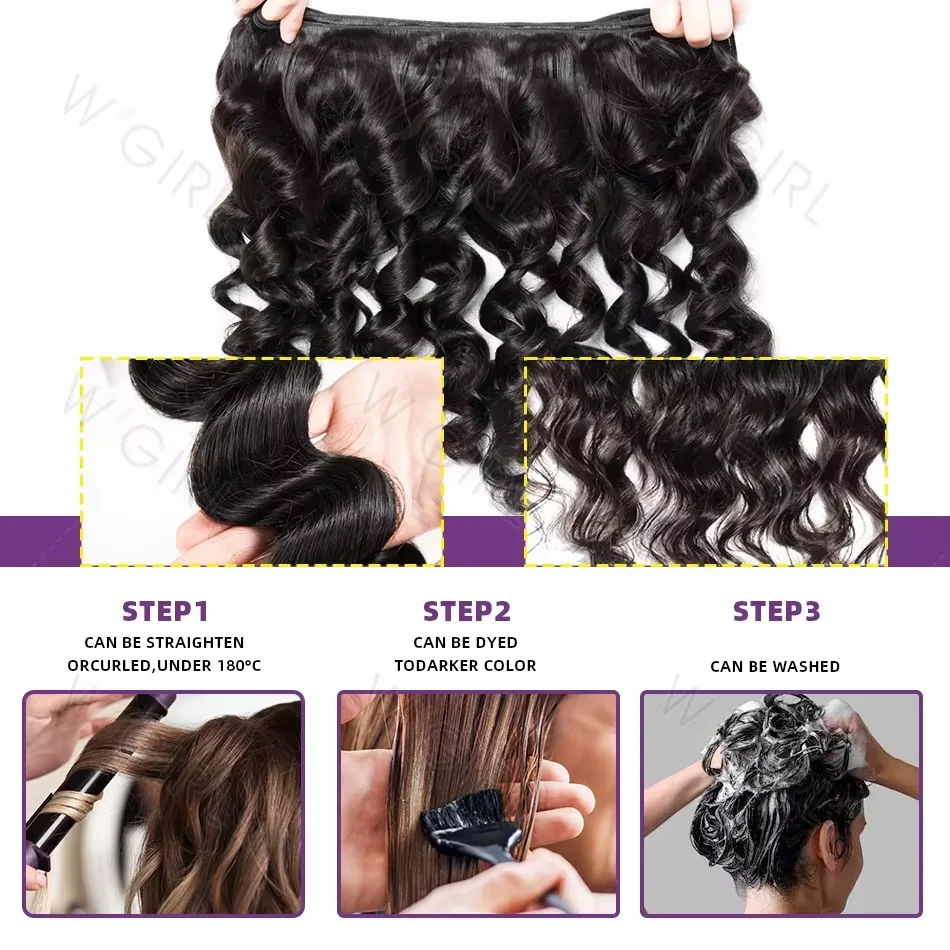 Wigirl Loose Wave Bundles 100% Human Hair Raw Virgin Unprocessed Extensions 2 3 4 Loose Deep Wave Bundles Double Weft Wholesale