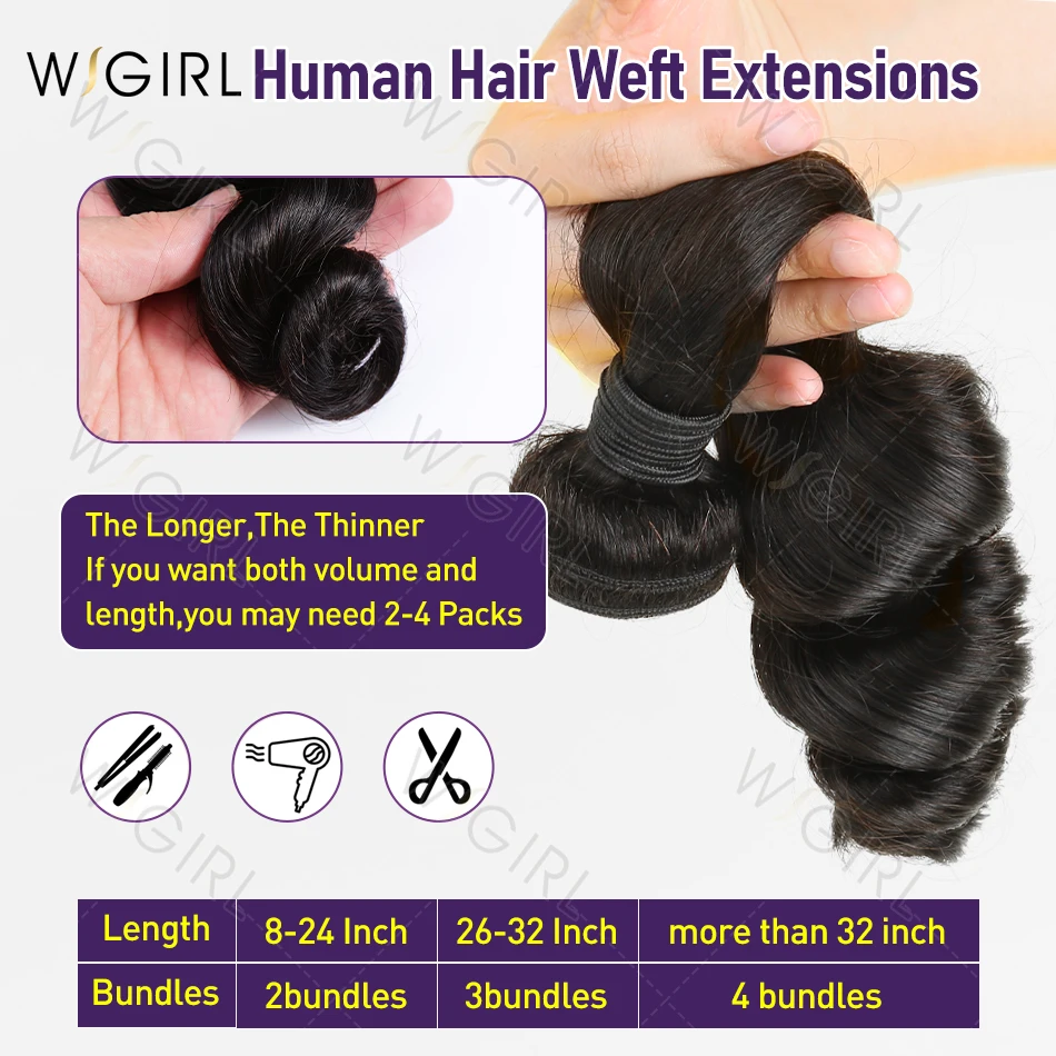 Wigirl Loose Wave Bundles 100% Human Hair Raw Virgin Unprocessed Extensions 2 3 4 Loose Deep Wave Bundles Double Weft Wholesale
