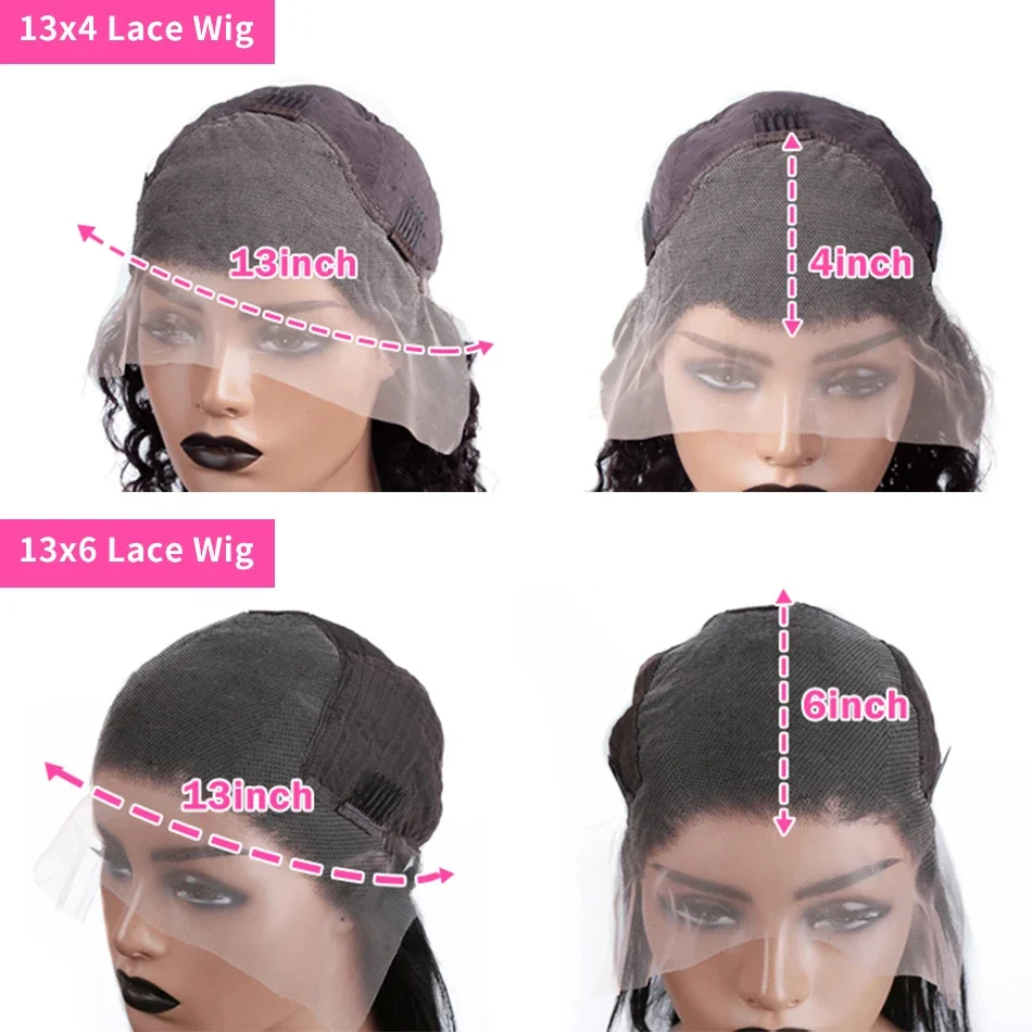 Luvin 40 Inch Deep Wave 13x6 HD Transparent Lace Frontal Human Hair Wigs 220 Density Remy 13x4 Water Curly Front Wig For Women