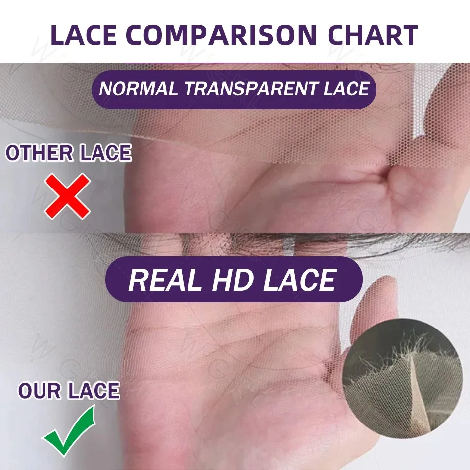 Luvin 40 Inch Deep Wave 13x6 HD Transparent Lace Frontal Human Hair Wigs 220 Density Remy 13x4 Water Curly Front Wig For Women