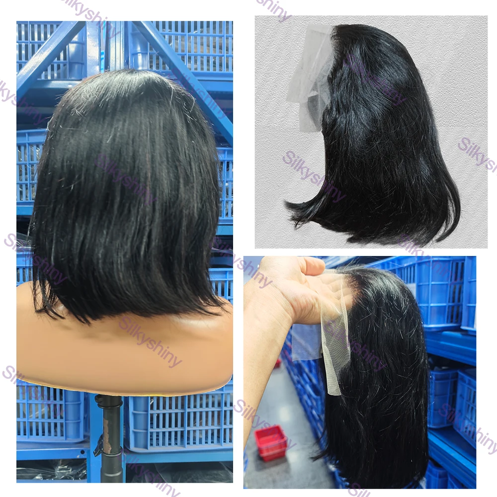 Glueless Wig Human Hair Straight bob Wigs 250% Density 13x6 Transparent Lace Frontal Wigs Pre cut Lace Short Bob Wig For Women