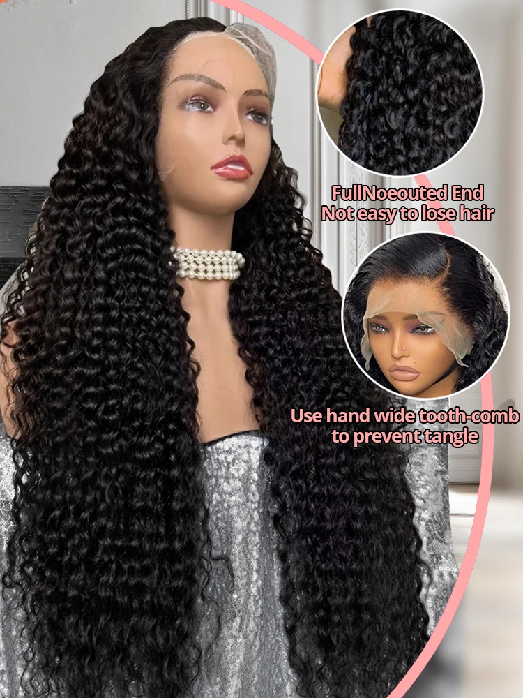 Snwprin 360 HD Full Lace Curly Human Hair Wigs Preplucked 13x6 Lace Frontal Wig Deep Wave Glueless Human Hair Ready To Wear 30In