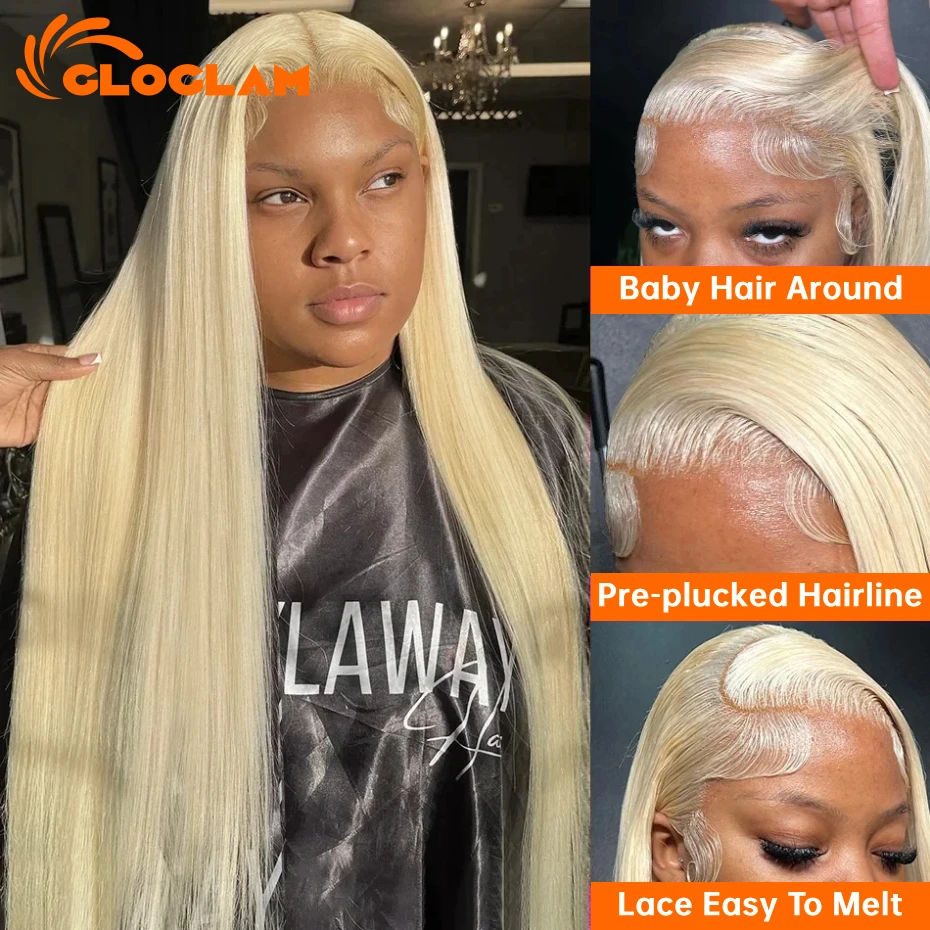 Straight 250 Density 13x4 13x6 360 Lace Front Wig Human Hair Pre Plucked Remy Brazilian Blonde 613 Lace Frontal Wigs 36 38 Inch
