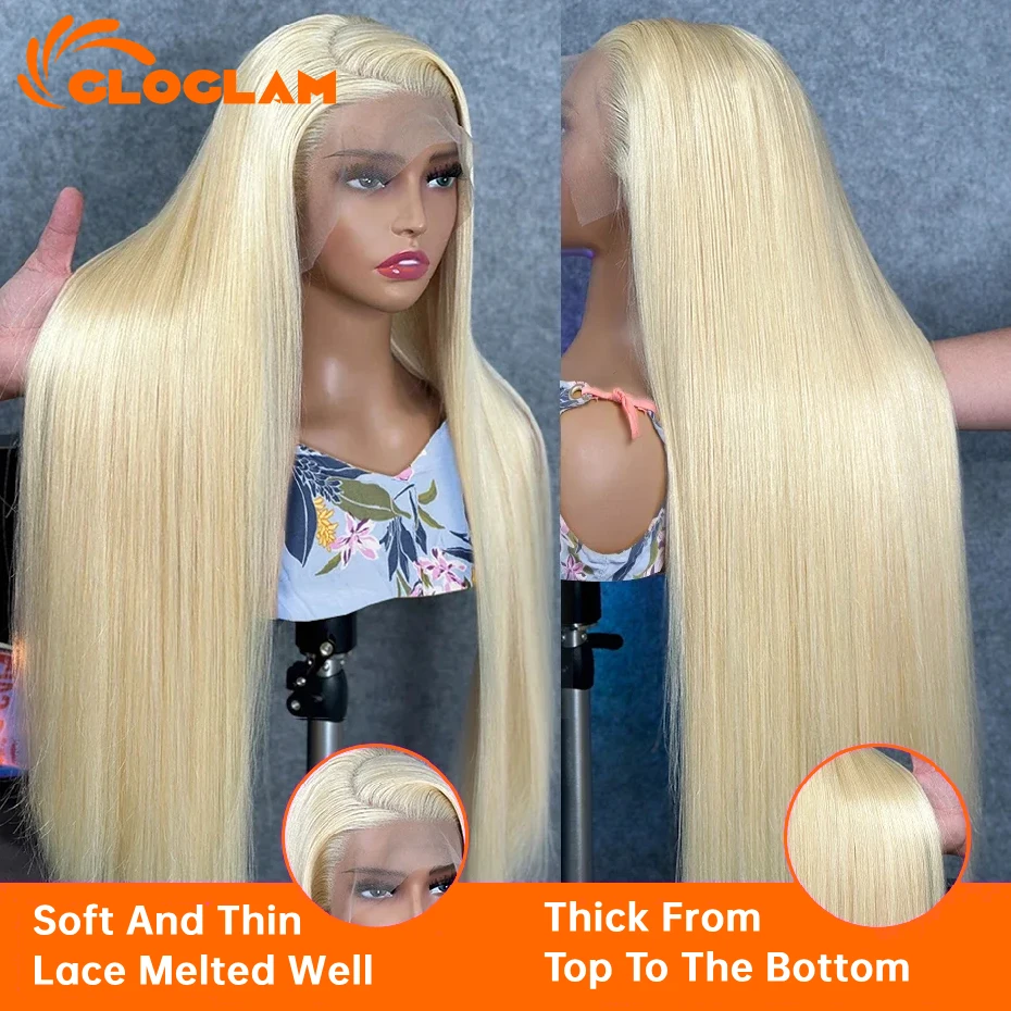 Straight 250 Density 13x4 13x6 360 Lace Front Wig Human Hair Pre Plucked Remy Brazilian Blonde 613 Lace Frontal Wigs 36 38 Inch