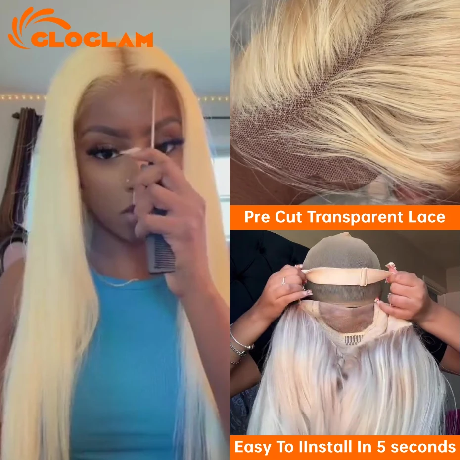 Straight 250 Density 13x4 13x6 360 Lace Front Wig Human Hair Pre Plucked Remy Brazilian Blonde 613 Lace Frontal Wigs 36 38 Inch
