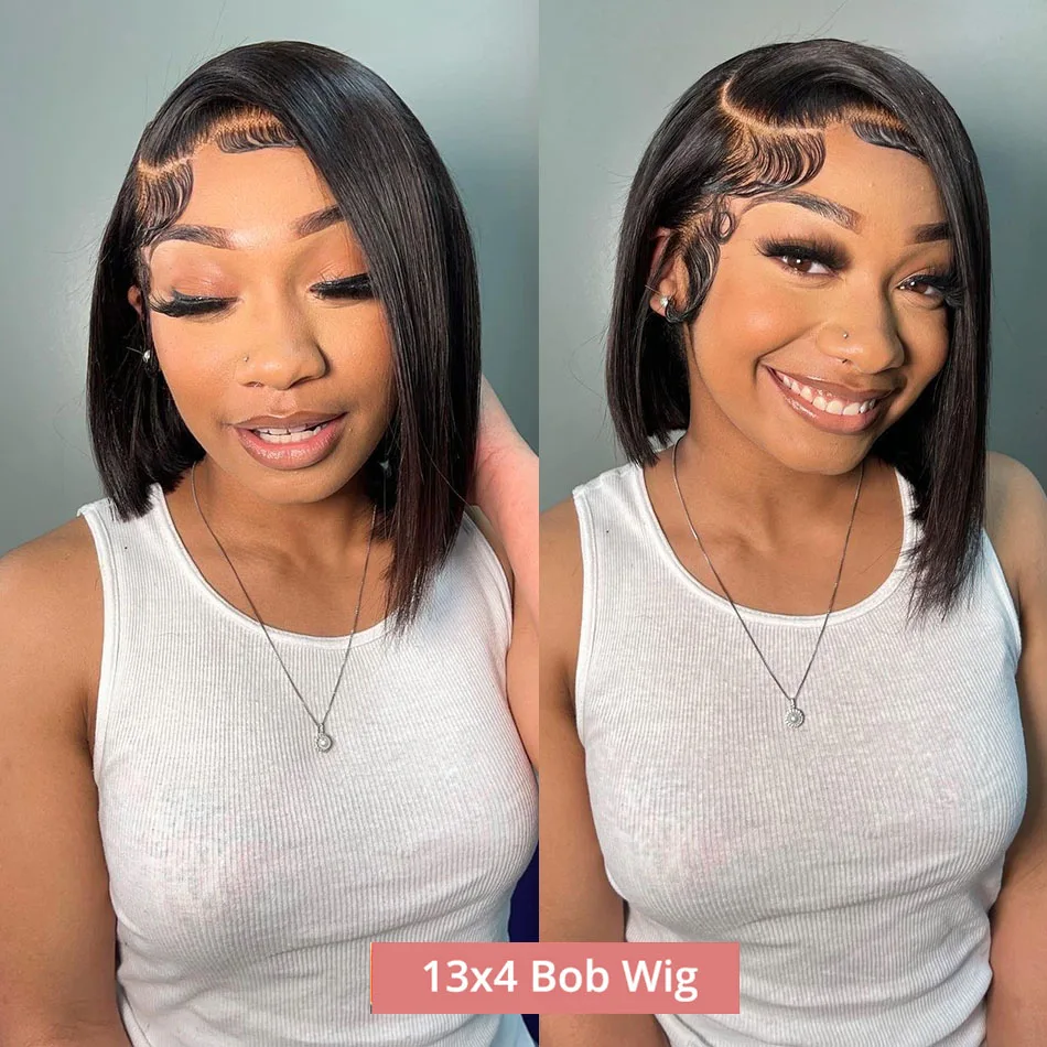 Short Bob Wigs Bone Straight 13x4 13x6 Hd Lace Front Wig Pre Cut 7x5 Glueless Wig Human Hair Ready to Wear And Go 250% Density