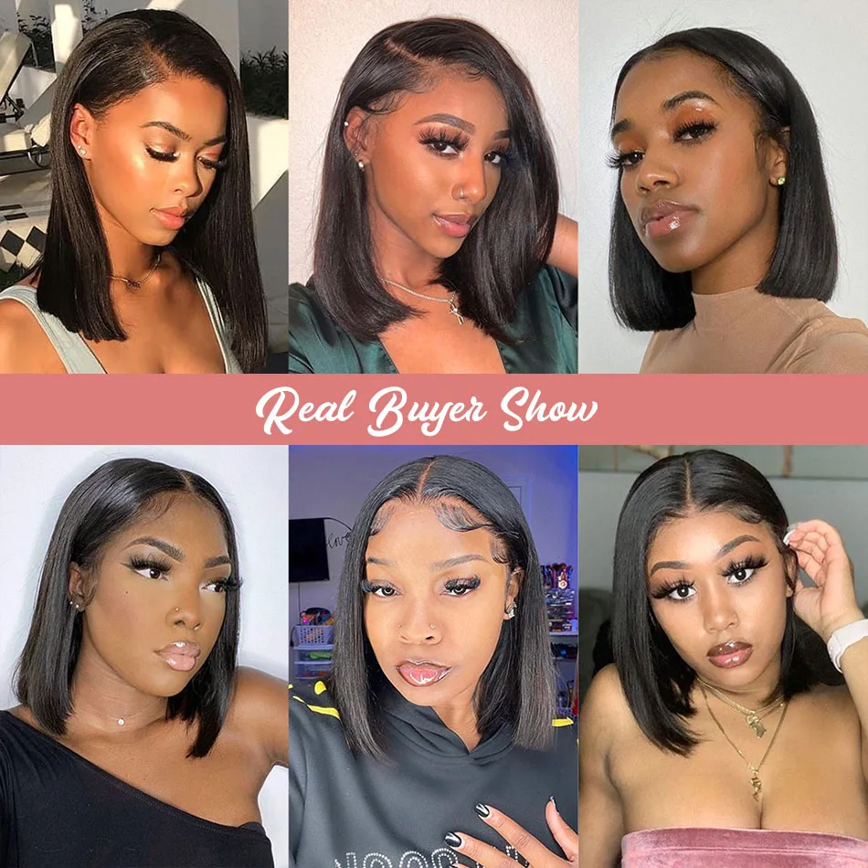 Short Bob Wigs Bone Straight 13x4 13x6 Hd Lace Front Wig Pre Cut 7x5 Glueless Wig Human Hair Ready to Wear And Go 250% Density