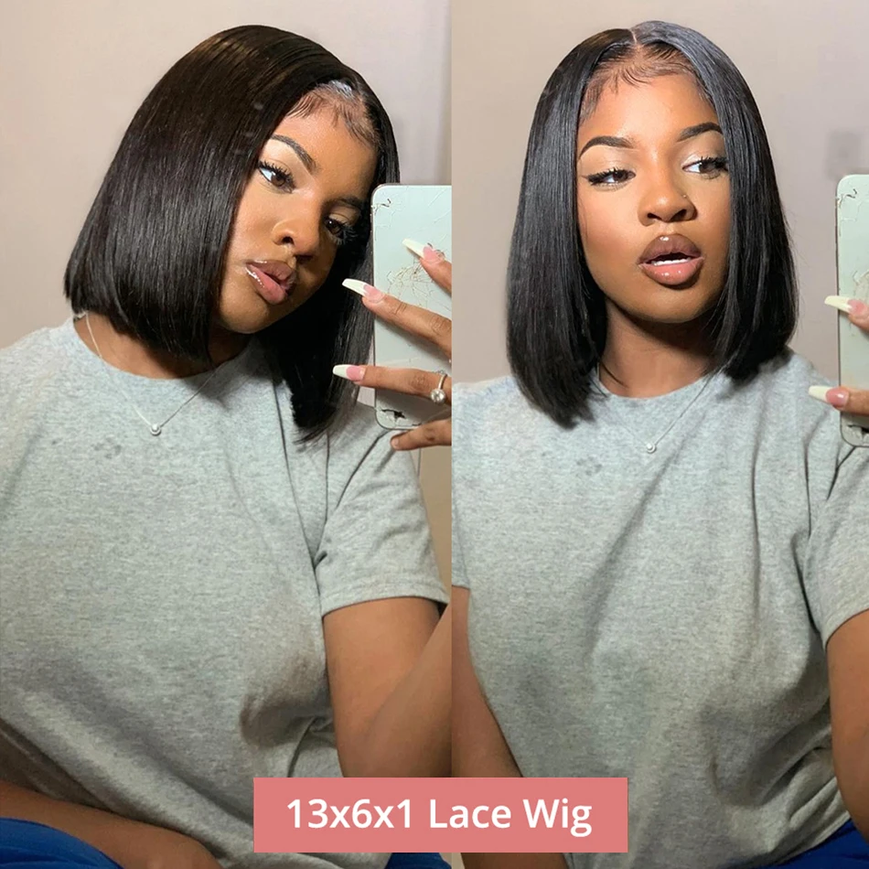 Short Bob Wigs Bone Straight 13x4 13x6 Hd Lace Front Wig Pre Cut 7x5 Glueless Wig Human Hair Ready to Wear And Go 250% Density