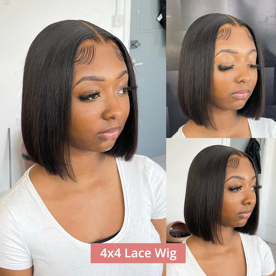 Short Bob Wigs Bone Straight 13x4 13x6 Hd Lace Front Wig Pre Cut 7x5 Glueless Wig Human Hair Ready to Wear And Go 250% Density
