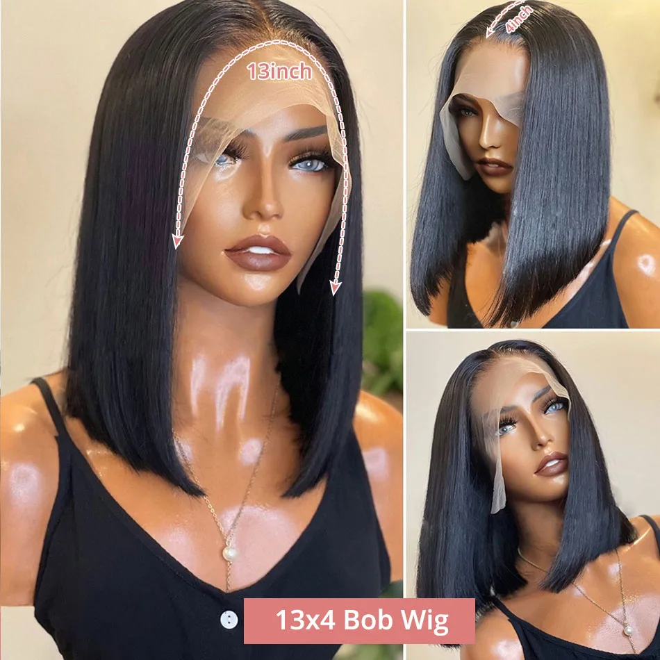 Short Bob Wigs Bone Straight 13x4 13x6 Hd Lace Front Wig Pre Cut 7x5 Glueless Wig Human Hair Ready to Wear And Go 250% Density