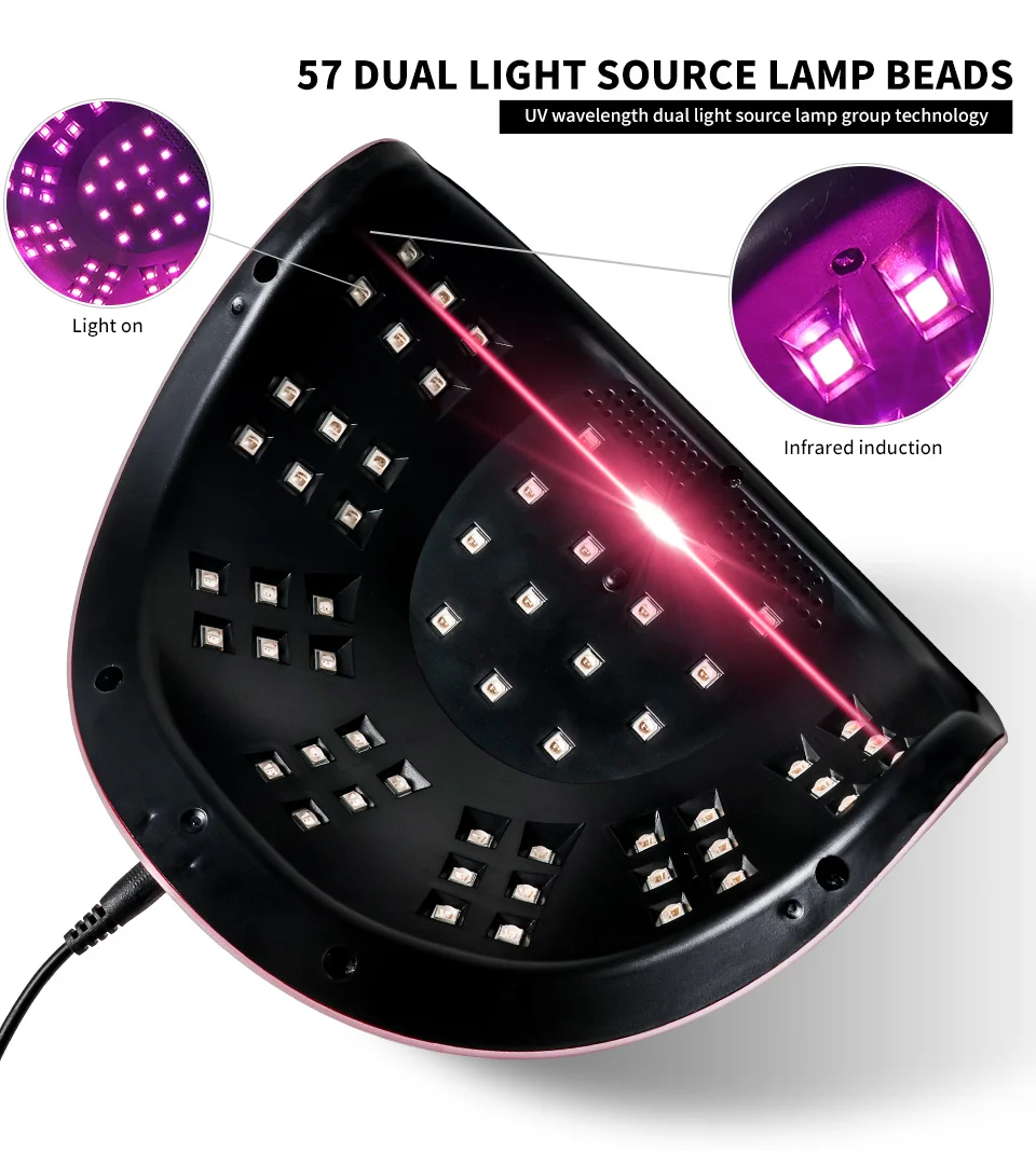 Professional UV/LED Nail Lamp 57 LEDS Quick Drying Gel Polish Curing Light With LCD Display Manicure Equipment for Acrylic Gel