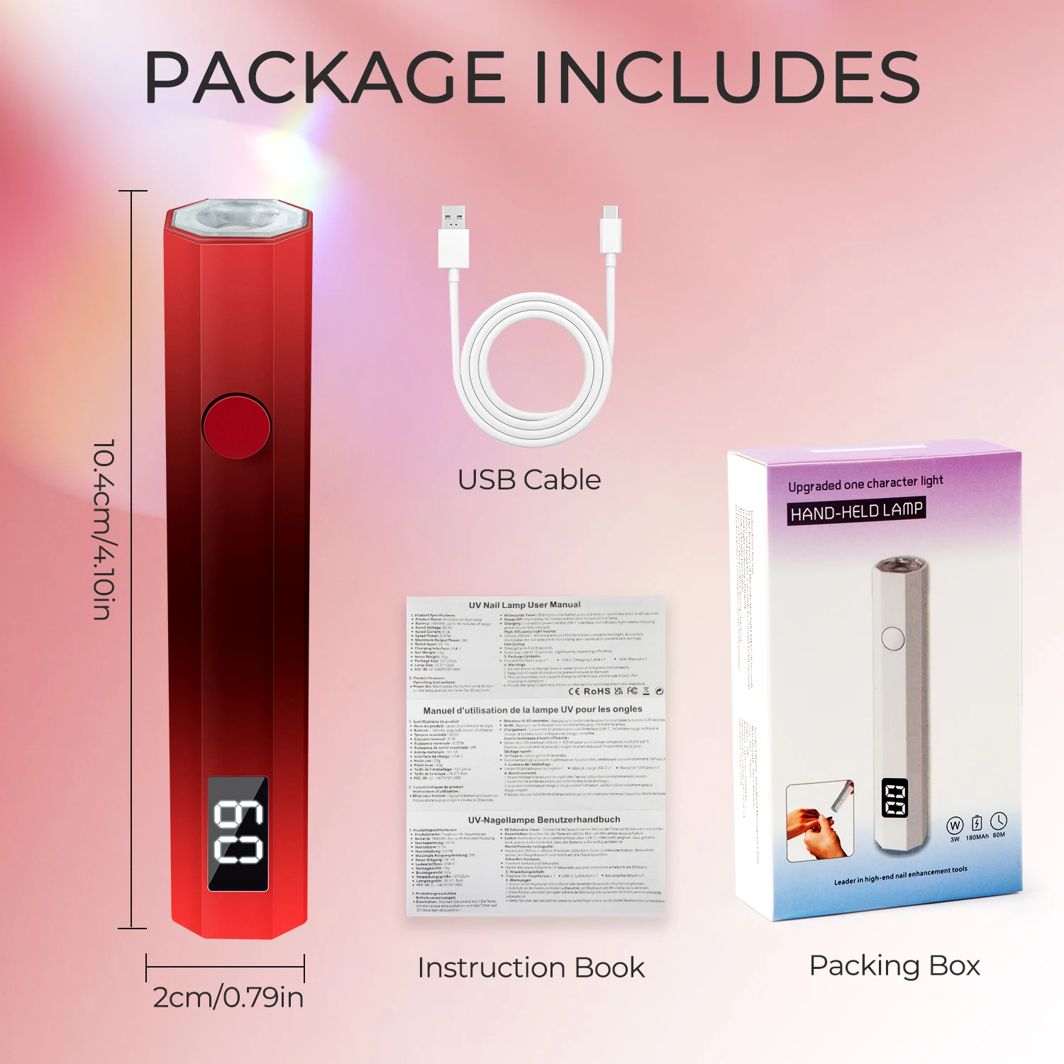 Mini UV Light Cure Nails Lamp for Gel Nails LED Nail Lamp for Gel Polish Manicure USB Rechargeabl Nail Dryer for Fast Curing