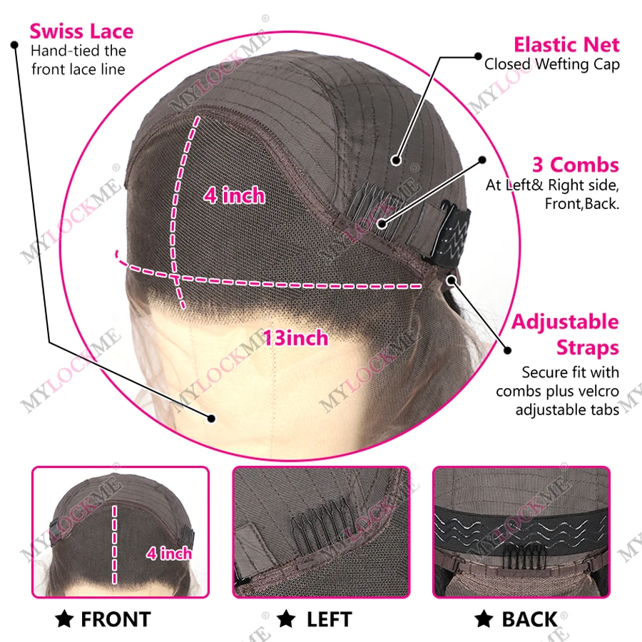 180% Bone Straight Glueless Wig Lace Closure Human Hair Wig Ready To Wear 6x4 5x5 Lace Closure Wig Pre Plucked MYLOCKME